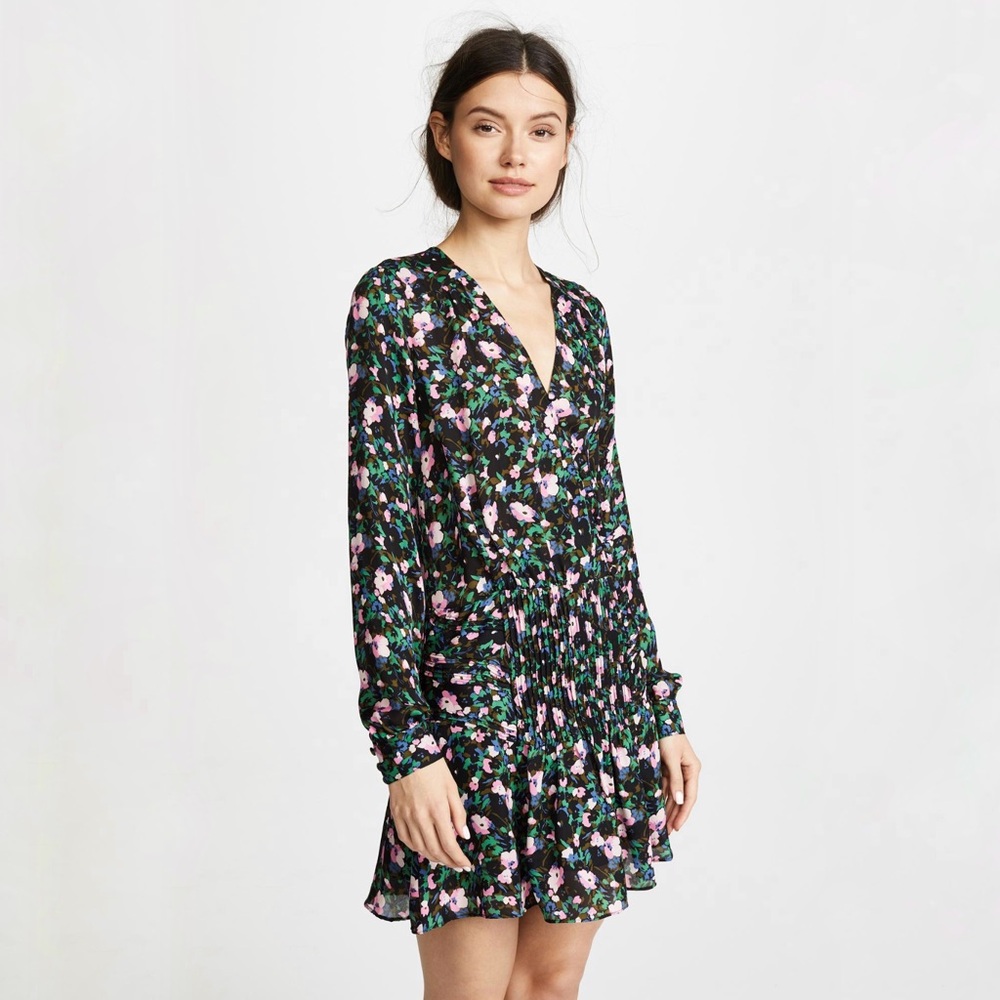 Veronica Beard | Naomi Long Sleeve Silk‎ Mini Dress Painted Floral Size 4